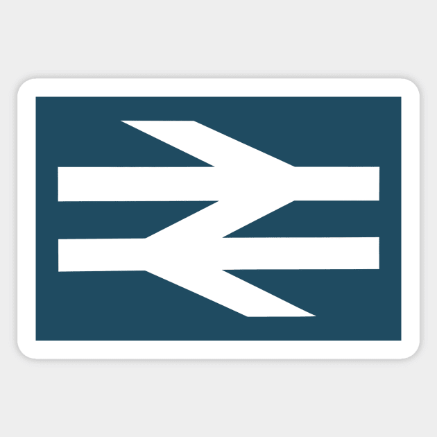 British Rail Double Arrow logo in white on BR Blue Sticker by Random Railways